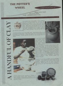 flyer in The Potters Wheel for one of Waithira Chege's solo exhibitions